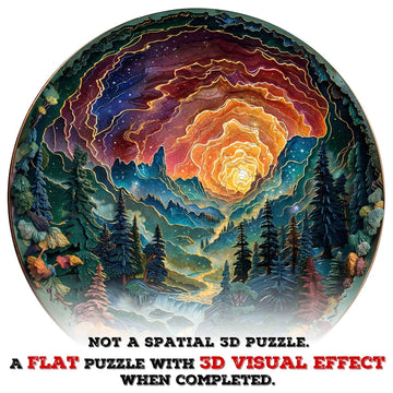 Wooden Puzzles for mature-themeds Cave Sky Wooden Jigsaw Puzzles for mature-themeds Unique Shape Mountain Stream Cloud Star Landscape Wood Puzzles mature-themed Home Decor (L-13.4 * 13.4in -300 pcs)