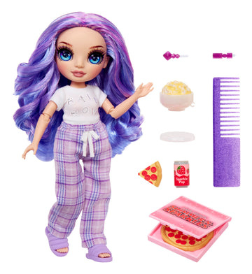 Rainbow High Jr High Pj Party - Violet, Purple 9' Posable Fashion Doll With Soft Onesie, Slippers, Fun Play Accessories, Great Toy Gift For Girls Kids Ages 4-12 Years