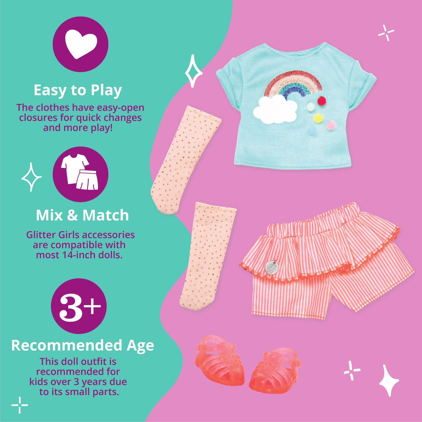 Glitter Girls - Colorful As A Rainbow Summer Outfit -14-Inch Doll Clothes– Toys, Clothes And Accessories For Girls 3-Year-Old And Up