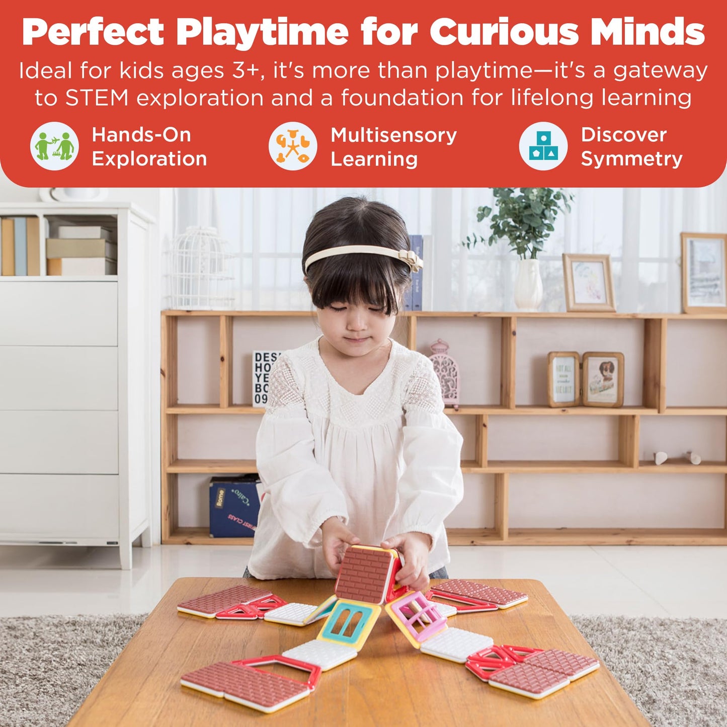 Magformers Build Up 50 Piece Set - Magnetic Tiles Building Blocks, Educational Kit, Stem Toy Set - Magnetic Building Tiles For Kids To Develop Problem-Solving Abilities And Shape Recognition