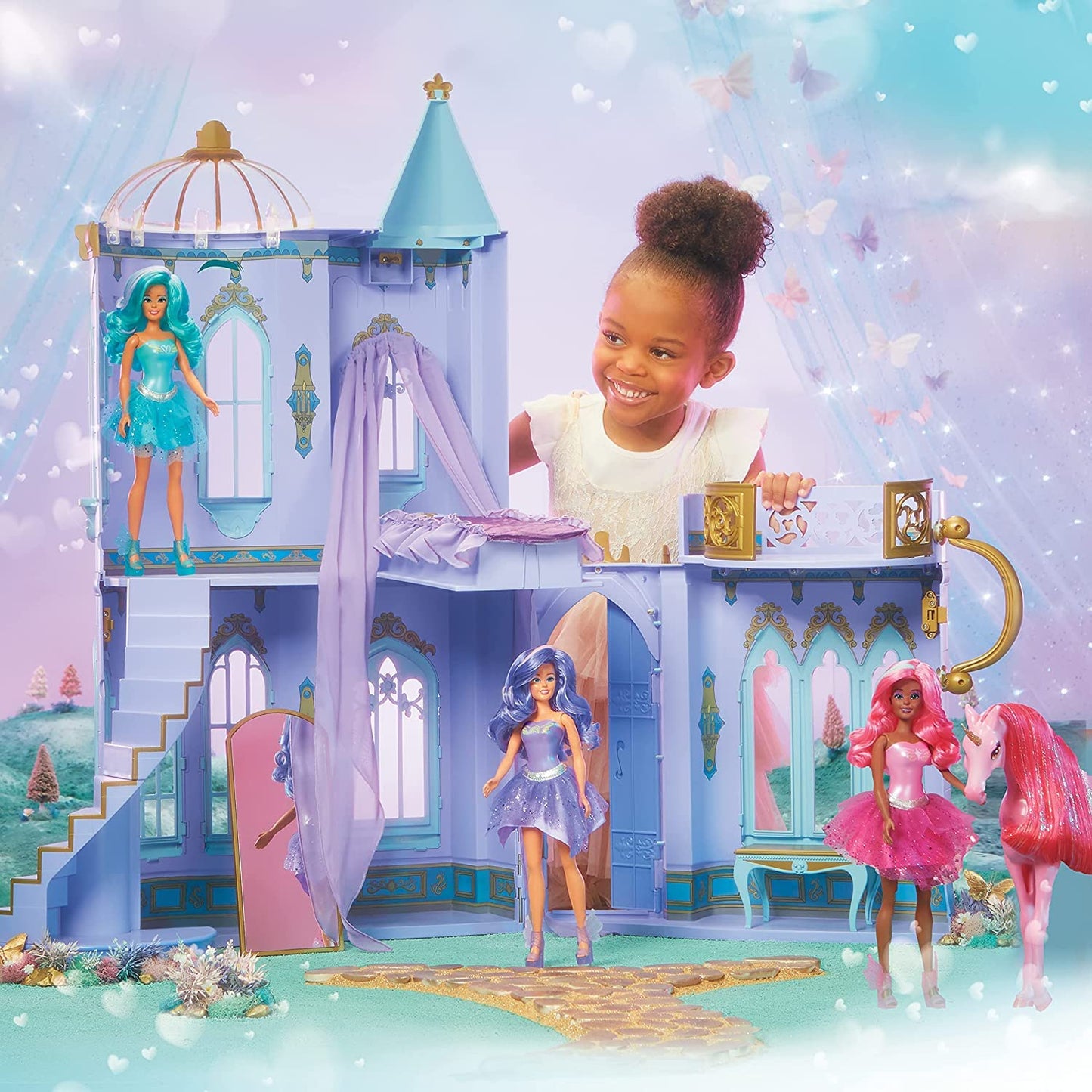 Mga Dream Ella Majestic Castle Playset, Fits 11.5' Fashion Dolls, Furniture & Accessories, Portable 35' H X 18' W Dollhouse Play Pretend Gift For Kids, Toys For Girls & Boys Ages 3 4 5+ Years