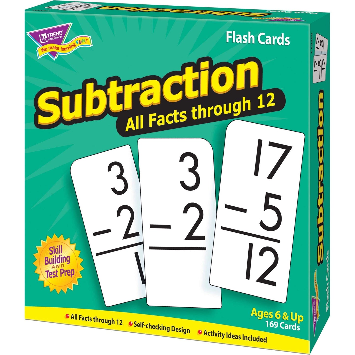 Trend Enterprises: Subtraction All Facts Through 12 Skill Drill Flash Cards, Great For Skill Building And Test Prep, Self-Checki