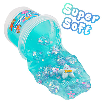 Shell Blue Clear Slime, Good Stretchy & Non-Sticky Premade Slime, Slime Party Favors For Kids, Slime Sensory Toys For Birthday E