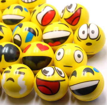 Fivoendar Set Of 12 - Fun Face Stress Balls Cute Hand Wrist Stress Reliefs Squeeze Balls For Kids And Adults At School Or Office Party Favors (Yellow Color Random Faces) (Latest)
