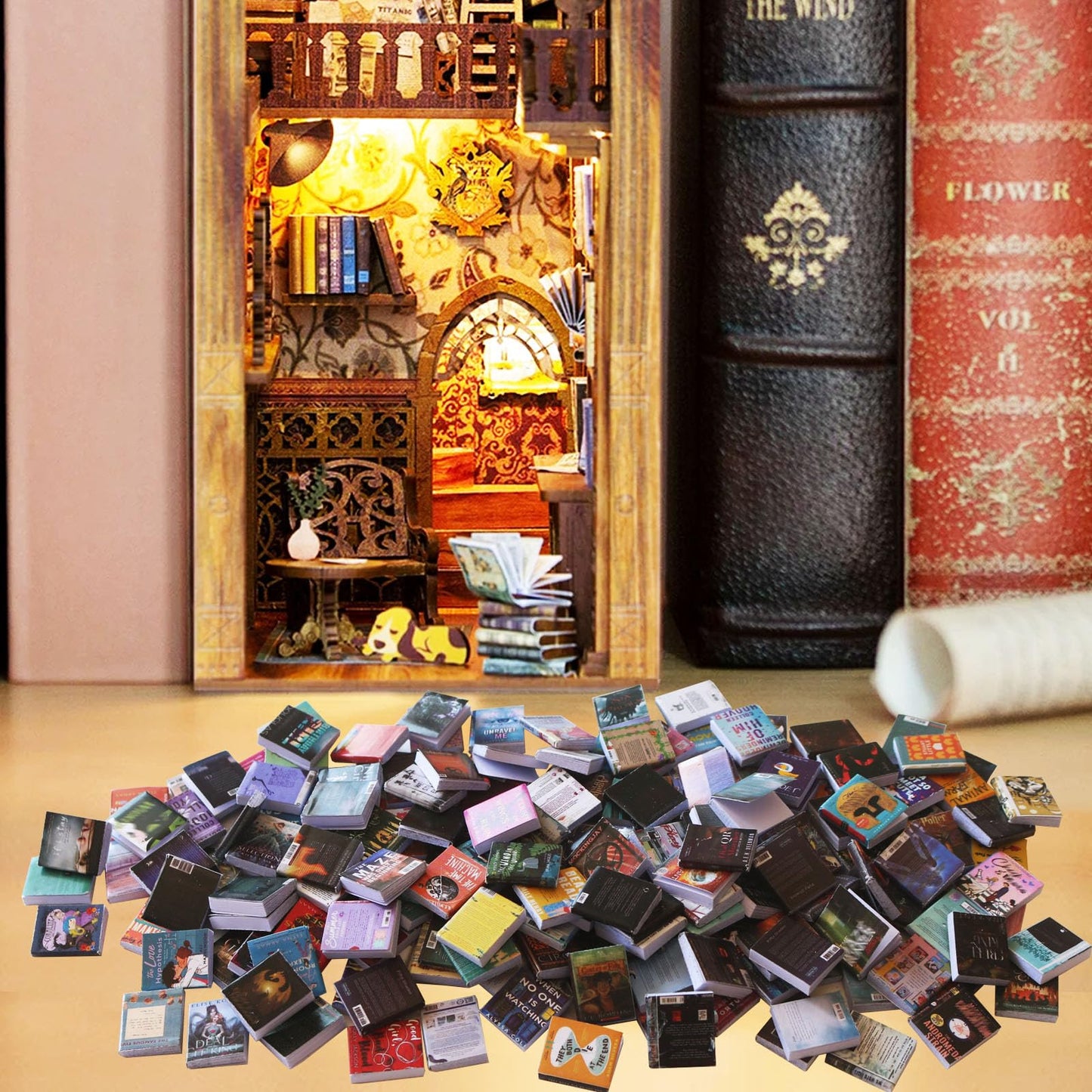 200pcs Miniature Books for Anxiety Bookshelf Dollhouse Accessories Decor,DIY Crafting Accessories Mini Miniatures Books for Boys