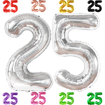 Katchon, Silver 25 Balloon Numbers - Giant, 40 Inch | 25 Number Balloons For 25Th Birthday Decorations For Women | 25 Birthday Balloons For 25Th Birthday Decorations For Men | 25 Foil Number Balloon