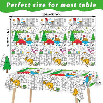 Qyeahkj Giant Paper Dinosaur Coloring Tablecloth Huge World Coloring Poster Activity Large Dinosaurs Color-in Posters Table Cove