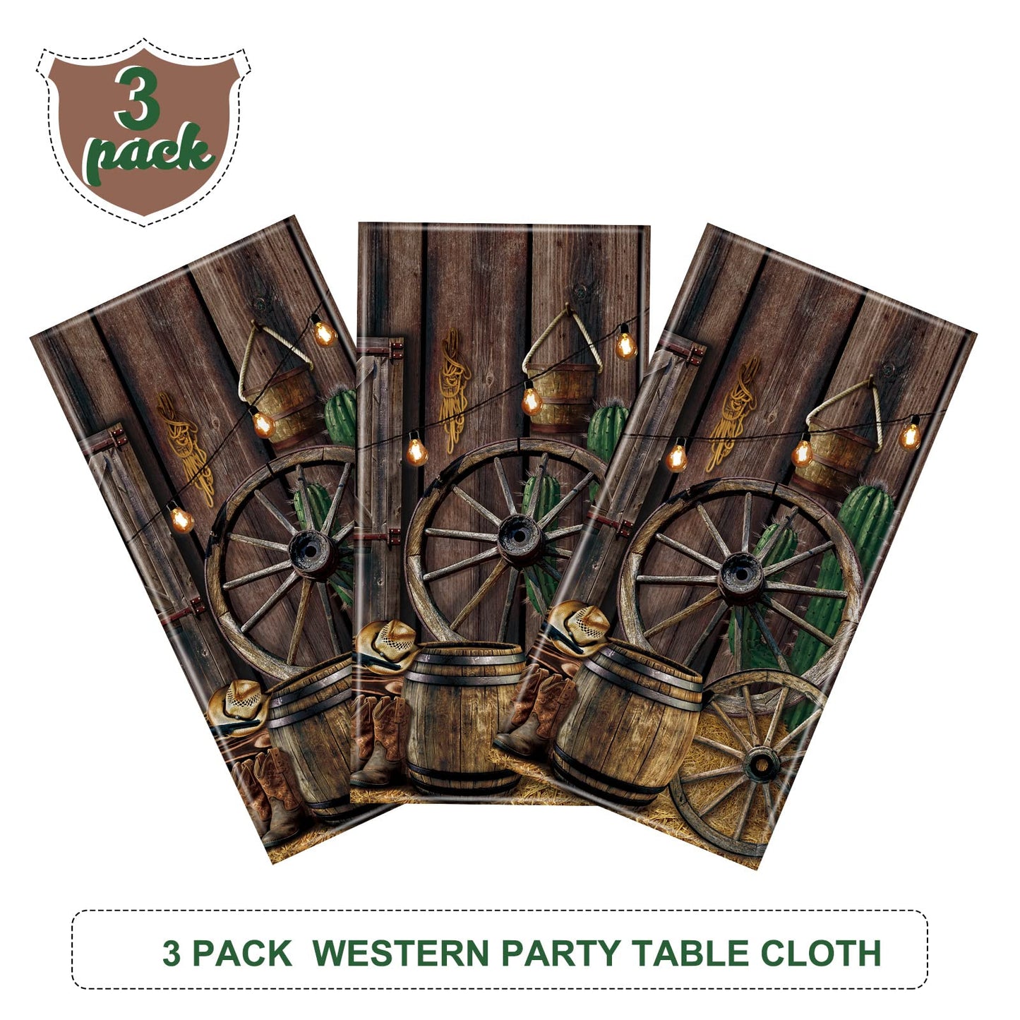 Western Party Tablecloth Western Cowboy Party Table Cover Cowboy Theme Plastic Tablecloth Wild West Wooden House Barn Door Table