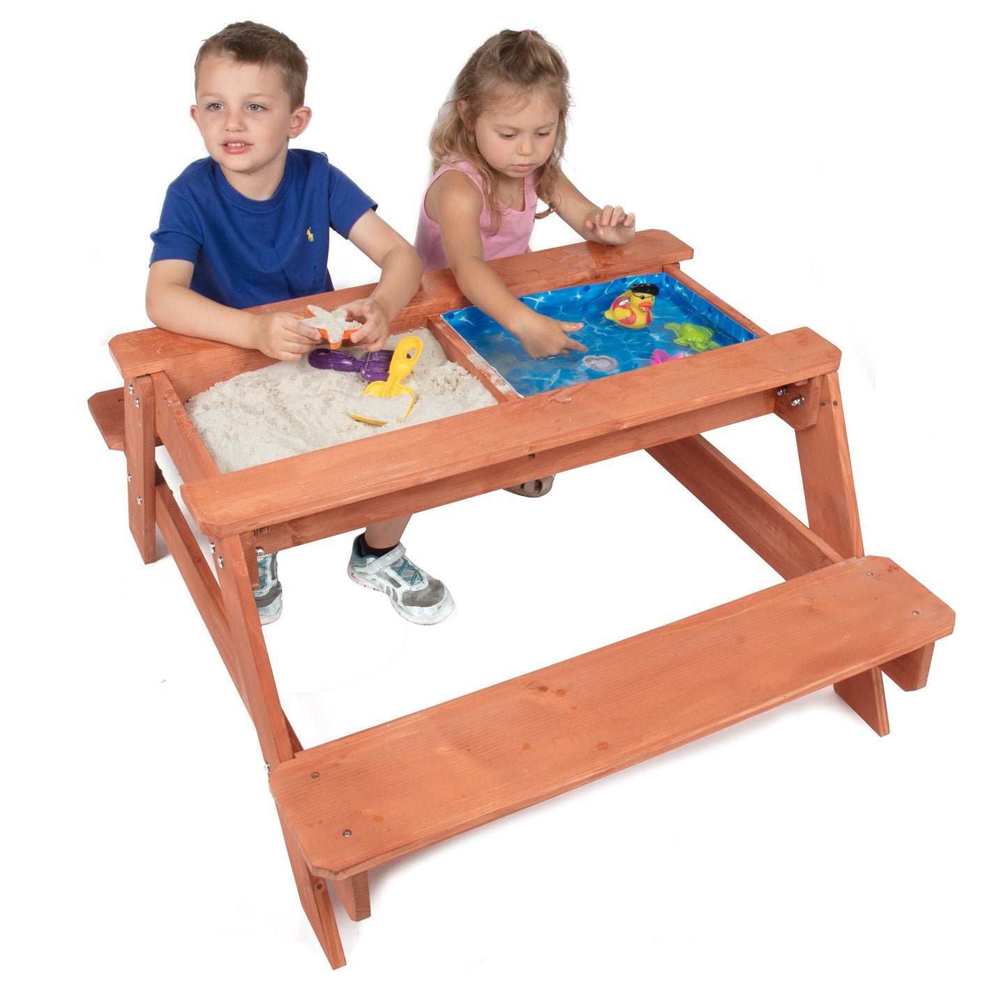 Svan 3 In 1 Indoor/Outdoor Picnic Table For Kids, Sand & Water Activity Set W Removable Top & Dual Drains For Easy Cleaning (43
