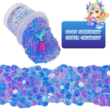 Mermaid Fishbowl Bead Slime, Good Stretchy & Non-Sticky Crunchy Slime, Slime Party Favors For Kids, Slime Sensory Toys, Girls Gi