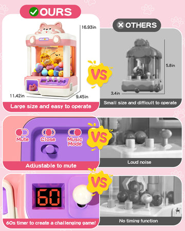 Jovow Claw Machine For Kids, Mini Vending Machine With Music, Prize Dispenser Toys For Girls And Boys, Electronic Claw Game Mach
