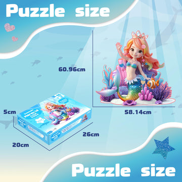 MOMO&LYCHEE Mermaid Floor Puzzles,46 Pieces Jigsaw Puzzles for Kids Ages 4-6,Large Puzzles for Toddler Mermaid Toys for Girls