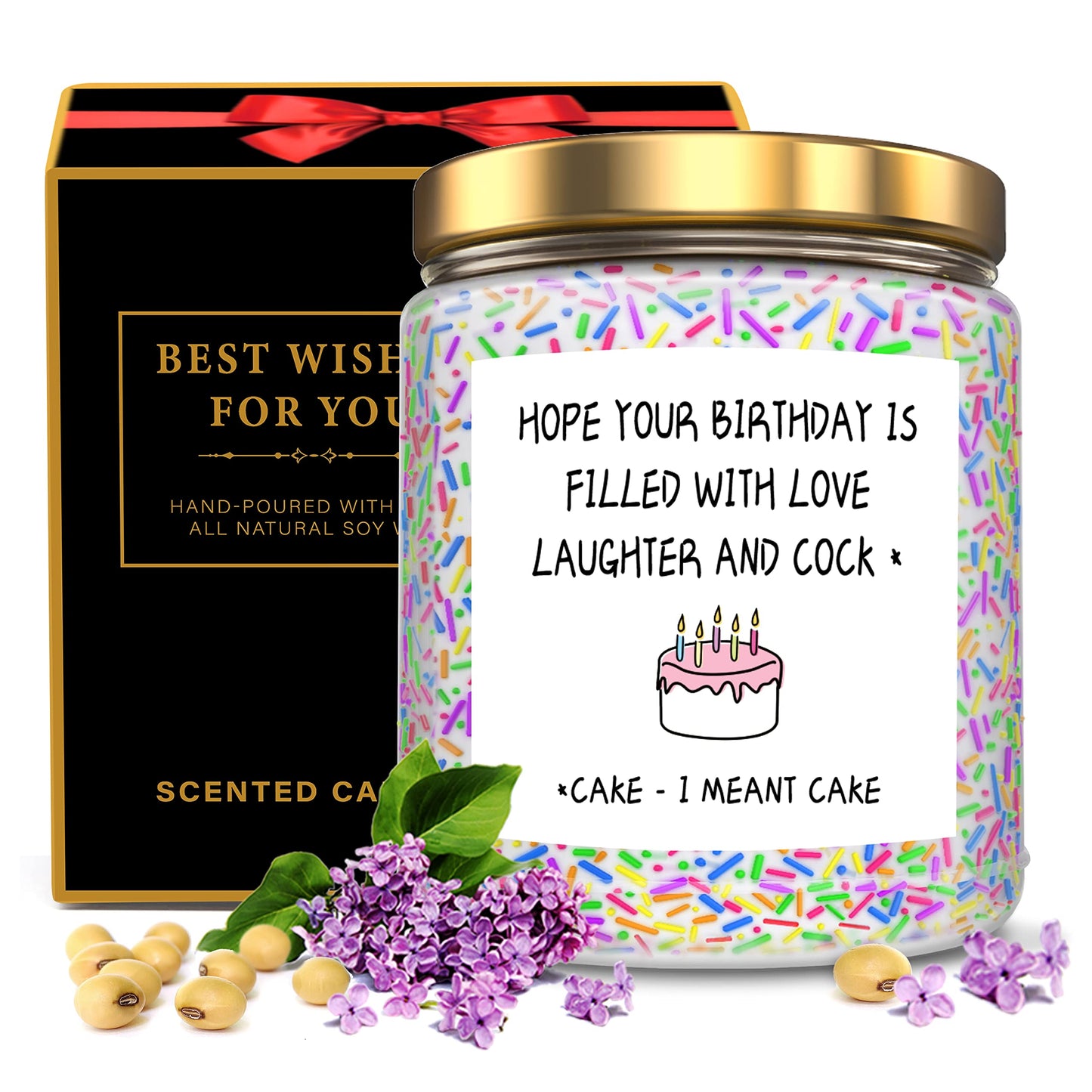 Funny Birthday Gifts for Women Sister Friend Female,Rude Birthday Anniversary Gag Gift for Women, Unique Sprinkle Candle Gifts