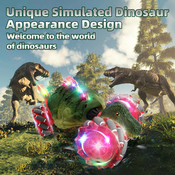Terucle Dinosaur Remote Control Car, 2.4Ghz 4WD RC Cars with Dinosaur Sounds & Light Music, Gravity Gesture Sensing Remote Contr
