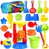 Beach Toys, 19 Piece Sand Toys Set Kids Sandbox Toys Includes Water Wheel Beach Tool Kit Bucket Watering Can Molds Sand Toys Mes