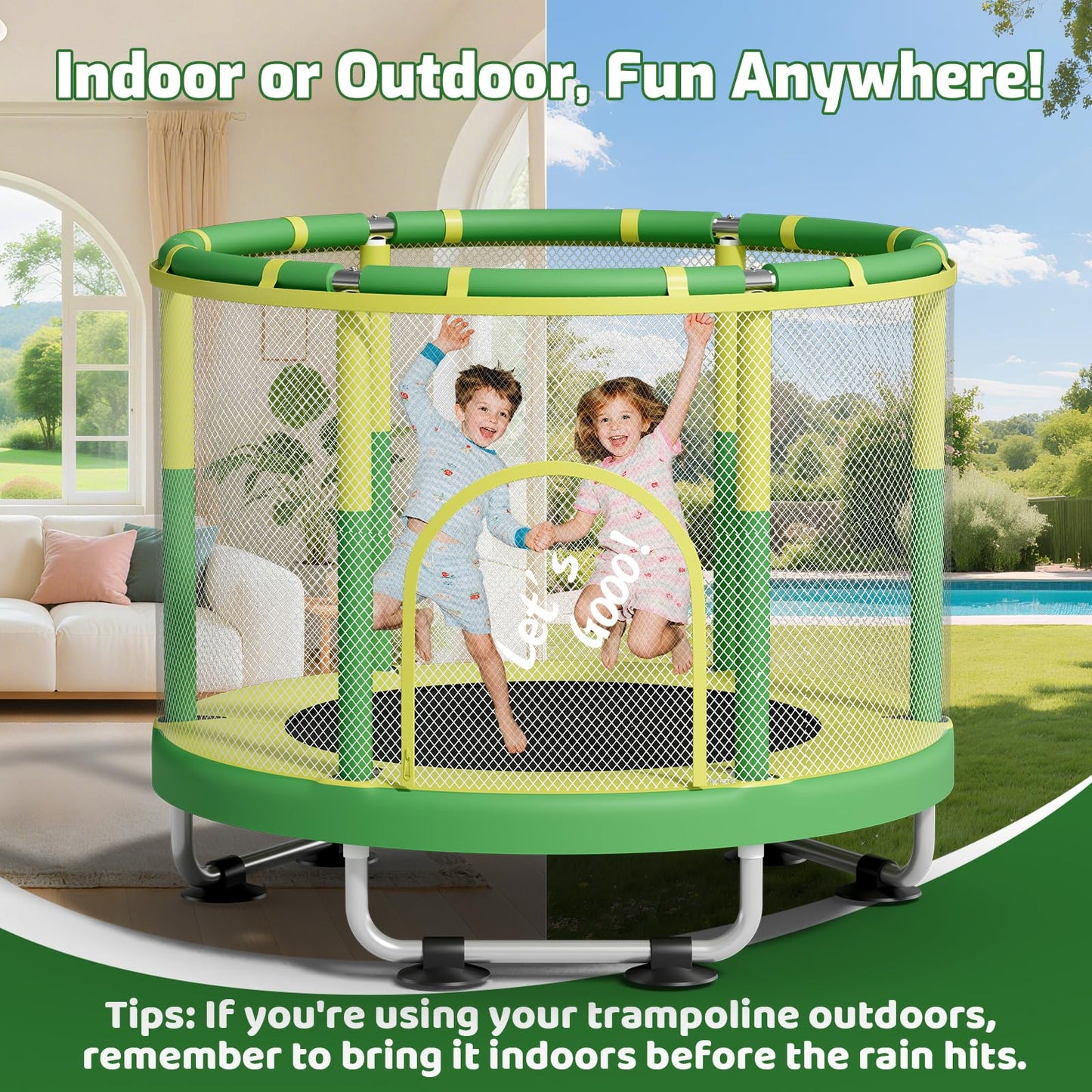 ZCMHAXJ 55 Trampoline for Kids with Enclosure 440lbs Capacity Indoor & Outdoor Toddler Trampoline Gifts for Boys & Girls