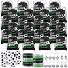MiniInflat 96 Pcs Soccer Party Favors Include 24 Soccer Drawstring Bags, 24 Soccer Keychain, 24 Silicone Soccer Bracelets, 24 Mi