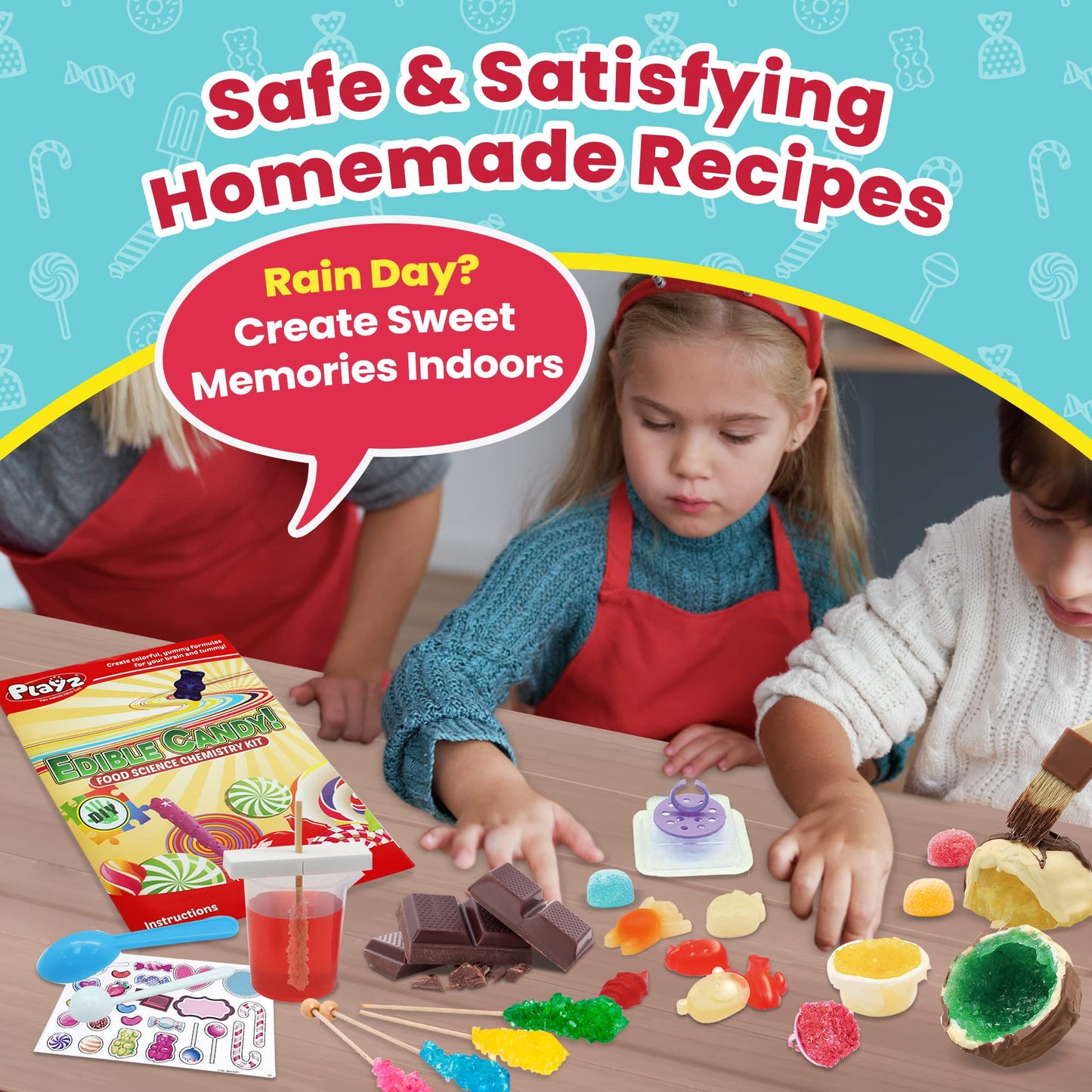 Playz Edible Candy Making Science Kit For Kids Ages 8-12 Years Old - Food Science Chemistry Kid Science Kit With 40 Experiments To Make Your Own Chocolates, Educational Science Kits For Boy & Girls