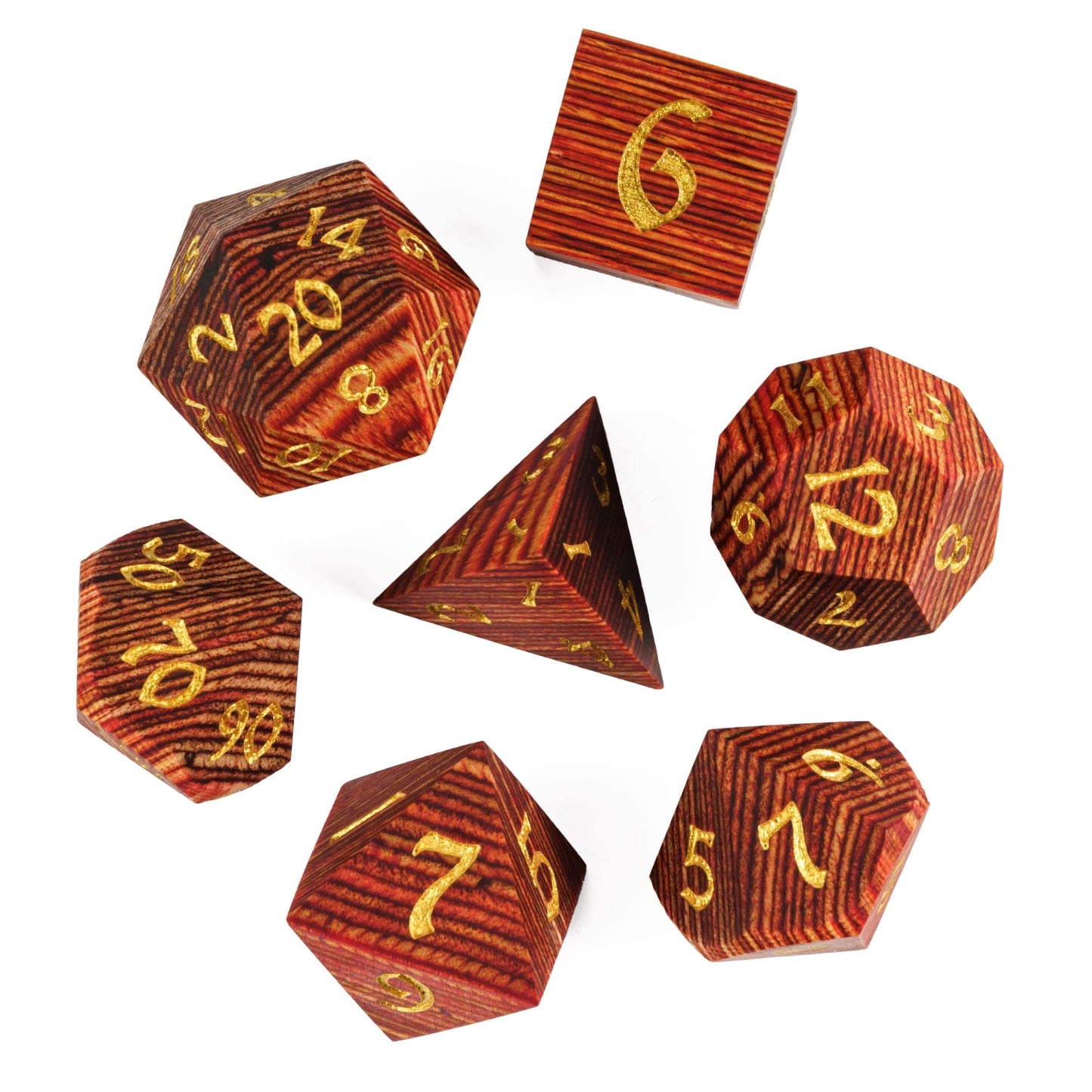 Hddais Dnd Dice Set, 7Pcs D&D Dice Set With Iron Box, Wood Polyhedral Dice Set For Dungeons And Dragons Role Playing Games(Red B