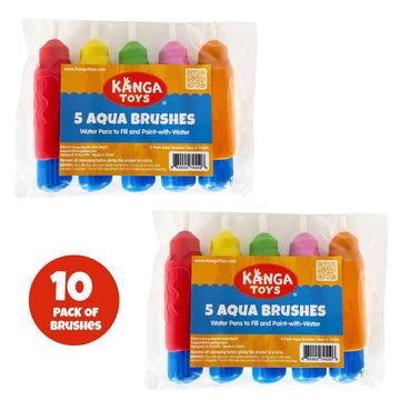 10 Multi-Color Aqua Brushes, Paint With Water Brush Set, Replacement Water Doodle Wow Pens By Kanga Toys For Drawing Books Or Ma