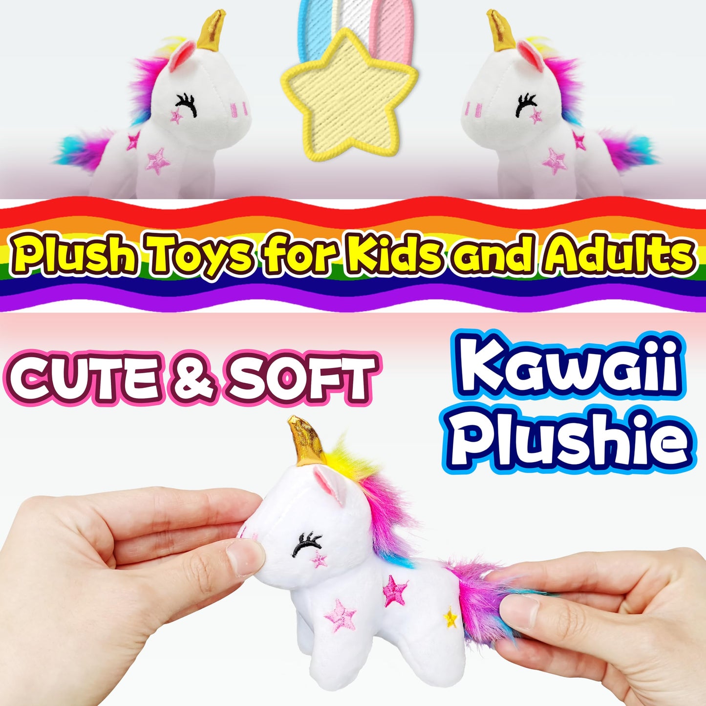 White Unicorn Stuffed Animals, Kawaii Plush For Girls And Boys, Soft Cuddly Unicorn Plush Toys Keychain, Fun And Cute Mini Stuff