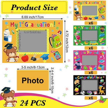 24 Sets Graduation Picture Frame Congrats Grad Party Favor Kindergarten DIY Craft Picture Frame School Photo Frame Craft Kits fo