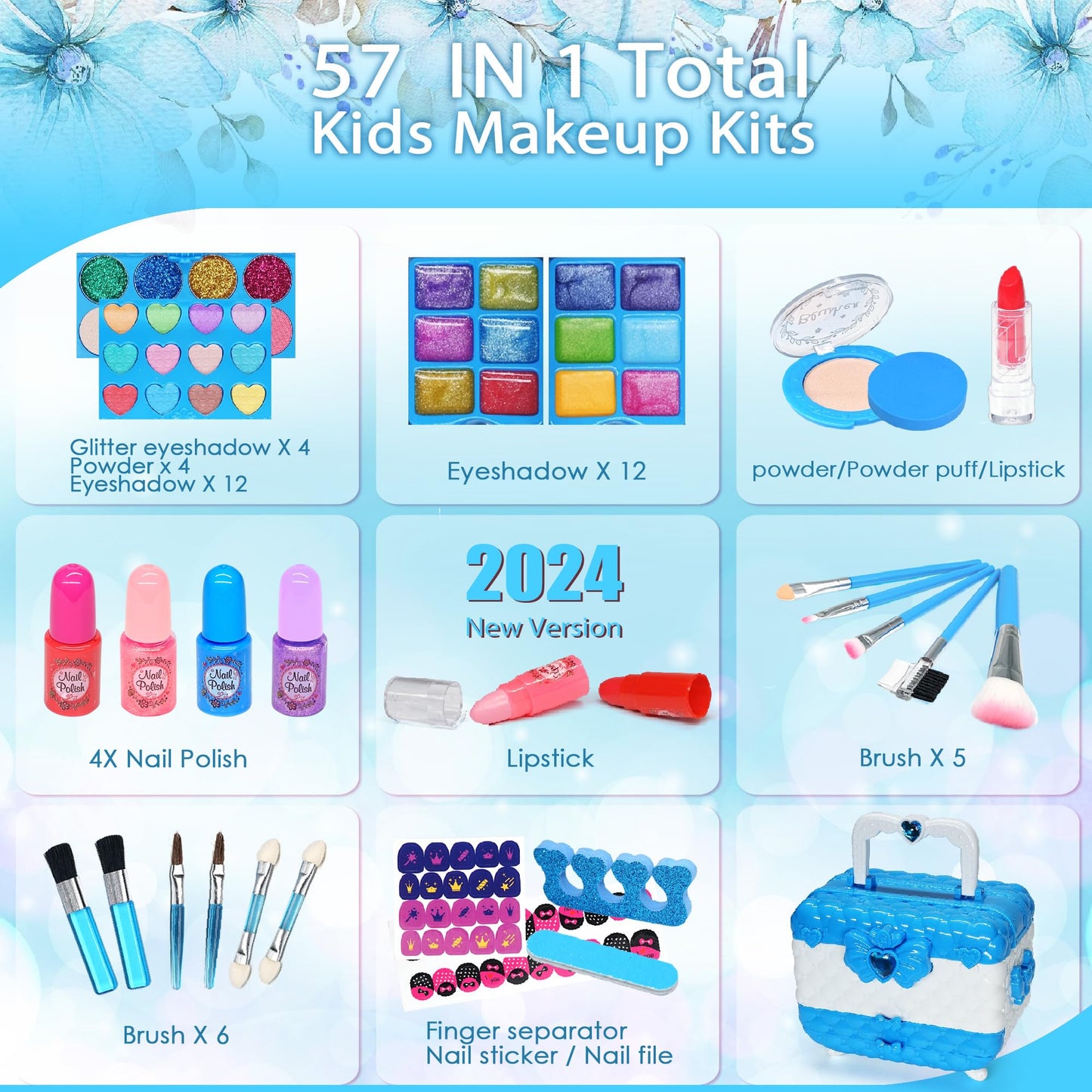 Kids Makeup Toys for Girls - Safe and Washable Makeup for Kids, Kids Makeup Kit for Girl, Real Girls Makeup Kit for Kids Toddler