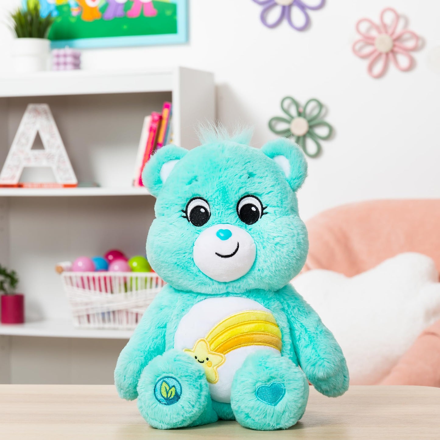 Care Bears 14 Wish Bear Plushie - Medium Sky Blue Stuffed Animal for Ages 4+, Soft & Cuddly Gift for Boys & Girls, Collectors