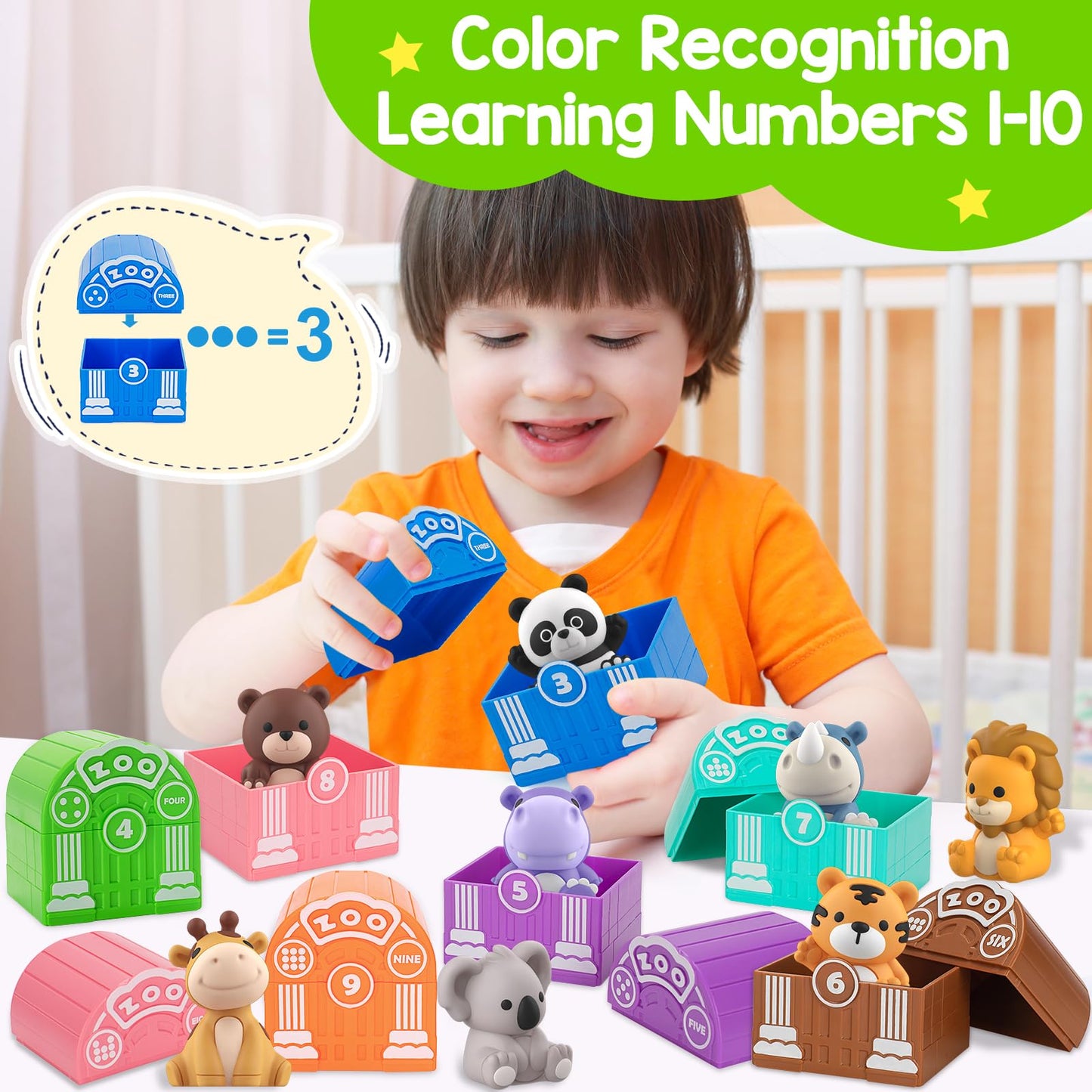 KMUYSL Safari Animals Learning Toys, 20 Pcs, Brightful Colors, Medium Size, Montessori Educational Gift for Toddlers 12-18 Months