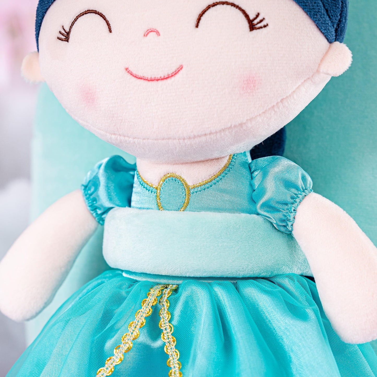 Gloveleya Toddler Backpack For Girls Kids Backpacks Soft Girl Toys Plush Baby Girl Gifts With Plush Princess Jasmins Doll Aqua 9'