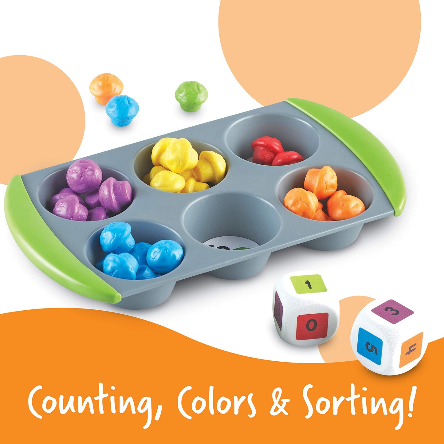 Learning Resources Mini Muffin Match Math Set - 76 Pieces, Multicolor, Plastic, Ages 3+, Model LER5556, Preschool Counting Games