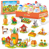 Easter Gifts Building Set For Kids - 12-In-1 Bunny Carrot House Building Toy With Prefilled Eggs, Fun Easter Basket Stuffer & De