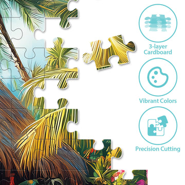 500 Piece Puzzles for mature-themeds Colorful Beach Shop Parrot Jigsaw Puzzles 500 Pieces for mature-themeds Kids Seniors Challenge Art Jigsaw Puzzle for Gifts Birthday Party Games Family 20.5 * 15 inch Dust Free