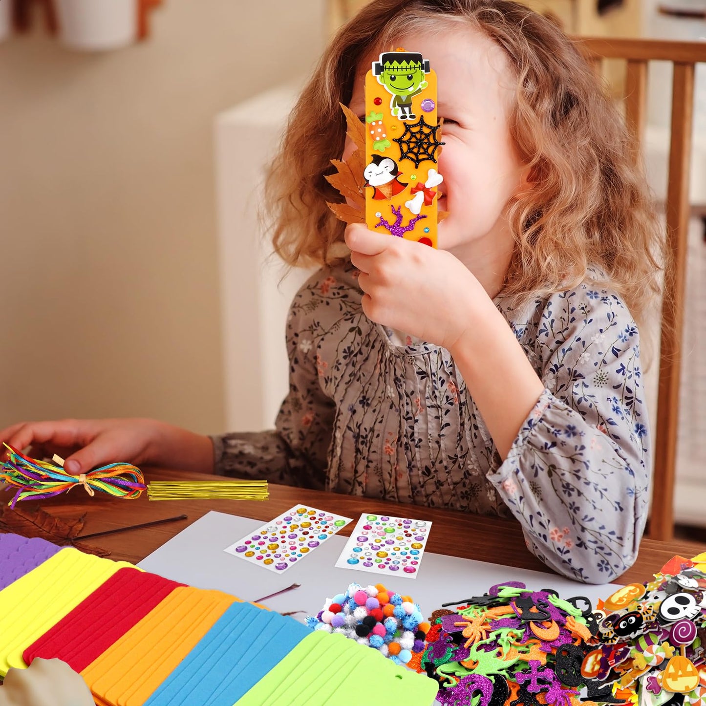 36 Sets Halloween Crafts for Kids Foam DIY Halloween Bookmarks Craft Kit Halloween Party Favors for Kids Classroom Activities