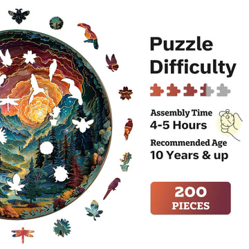 Jigfoxy Wooden Puzzles for mature-themeds Visual 3D Cave Sky Wood Puzzles mature-themed Unique Animal Shape Wooden Jigsaw Puzzles Birthday Gifts for Puzzles Lovers Family Friend (M-11.4 * 11.4in-200pcs)