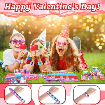 Valentine's Day Gifts for Kids Party Favors 48PC Valentine's Slap Bracelets for Kids Gifts for Students and Classes Valentine's