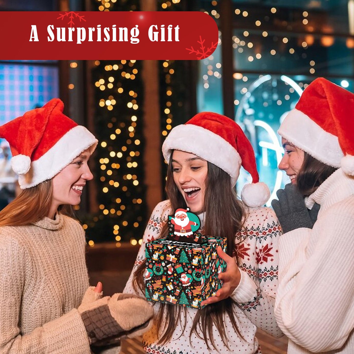 Surprise Christmas Money Box Gifts, Money Gift Boxes Set For Women Men Girls Boys Friends, Santa Hat Decorations Box For Christm