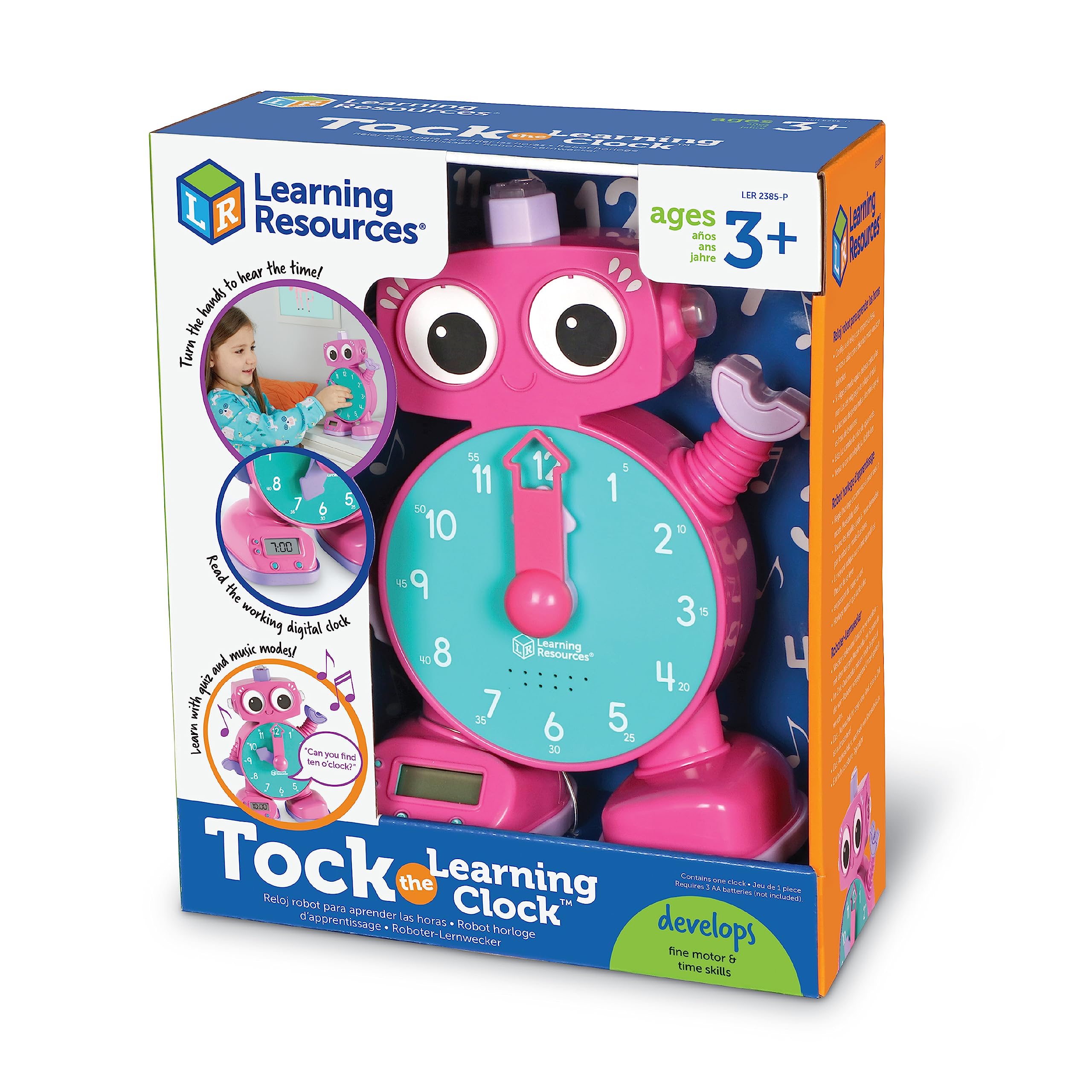 Learning Resources Tock The Learning Clock Pink, 1 Piece, Ages 3 ...