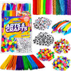 FUNZBO 1200pcs+ Arts & Crafts Supplies for Kids- Craft Kits with Pipe Cleaners, Pom Poms for Crafts, Popsicle Sticks for Craft,