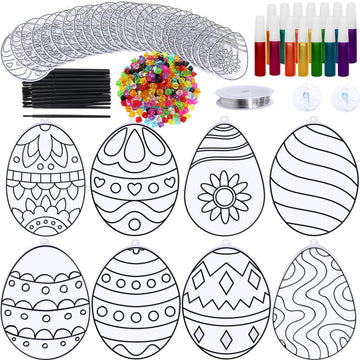24 Sets Easter Egg Suncatcher Ornaments Decoration Diy Window Paint Art Stickers Craft Kit 8 Designs Easter Egg Suncatchers For Kids Classroom Easter Spring Activity Art Projects Basket Party Favors