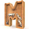 Piggy Bank For Kids Boys Girls, Large Personalized Wooden Letter Piggy Bank With Cut-Out Design, Alphabet Letter Coin Banks, Money Savings Box, Wooden Bank For Kids Creative Gift For Real-Money(M)