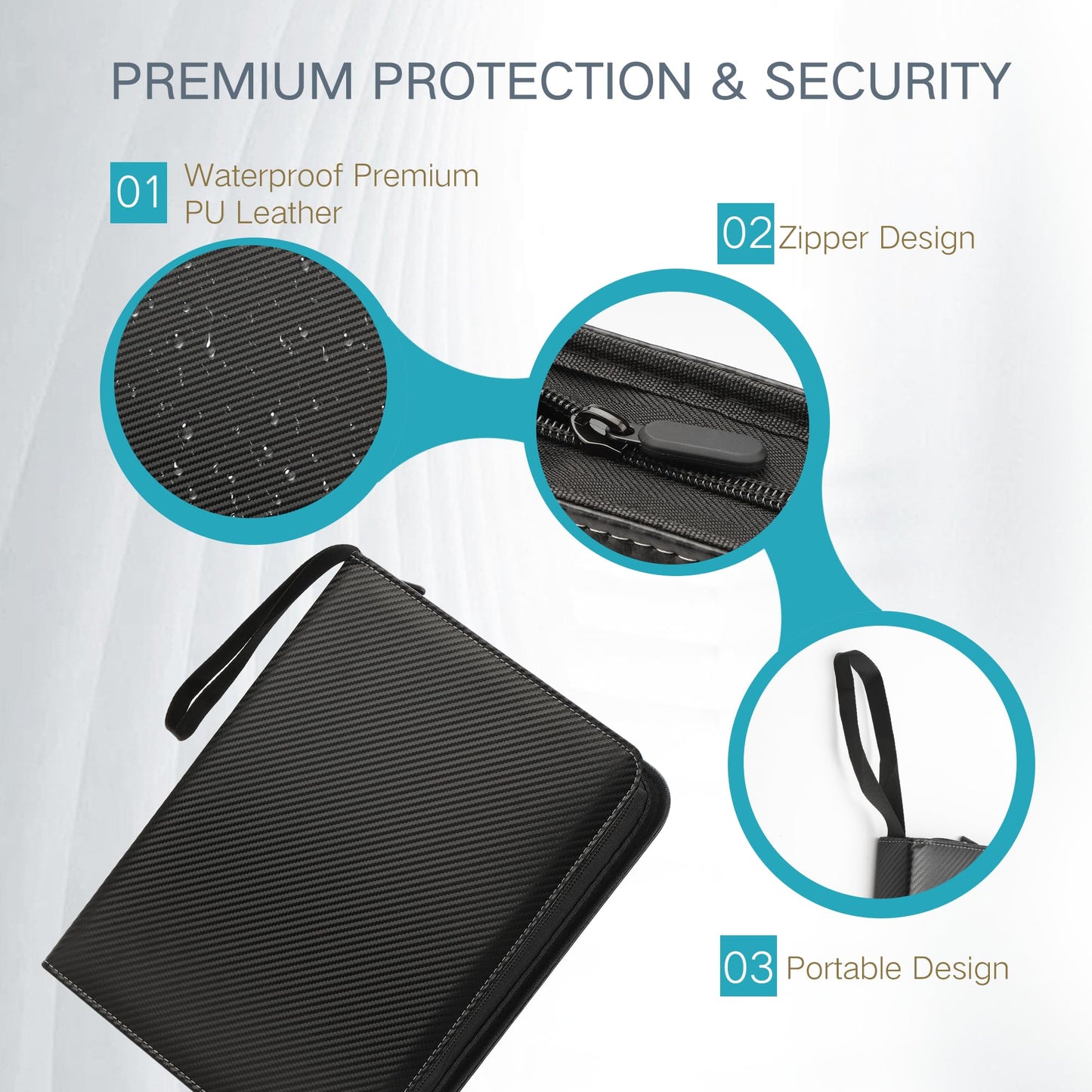 Trading Card Binder With Sleeves 9 Pocket Card Binder Premium 720 Double Sided Pocket Pu Card Collection Binder, Collectible Alb
