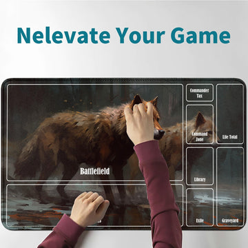 Rwutytiul Two Wolves Card Playmat 24 X 14 Inch With Tube Bag, Card Gameplay Playmat With Zones Commander Deck Board Mtg Rpg Ccg