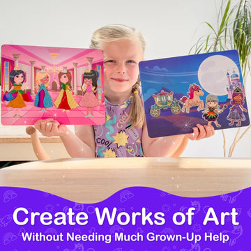 Craftikit Award-Winning Unicorn and Princess Foil Art & Rainbow Scratch Art for Kids- 2-in-1 Arts and Crafts Kit for Kids Ages