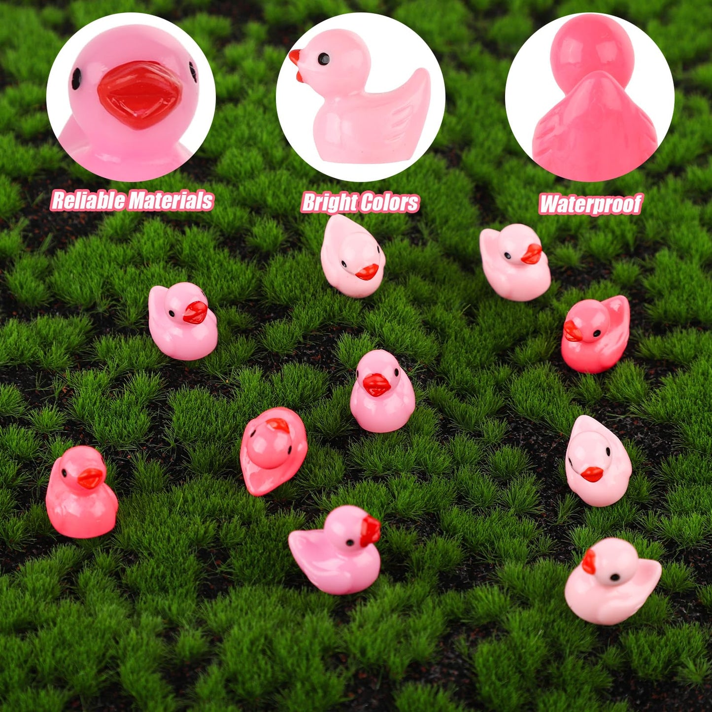 120pcs Mini Resin Ducks, Pink Tiny Miniature Ducks Figurines Small Duck Ornament Toys for Valentine's Day Gift Decoration Dollho