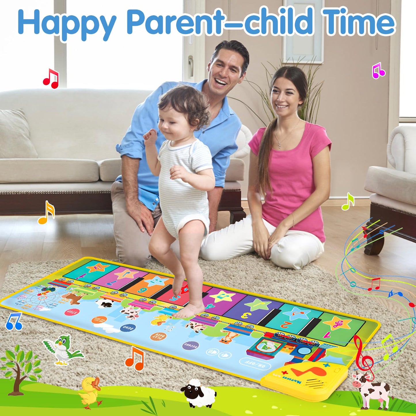 Tsomtto Floor Piano Mat For Toddlers 1-3 With 34 Music Sounds Educational Baby Musical Toys Toddler Toys Age 1-2 Sensory Interactive Learning Toys For 1 2 3 Year Old Boy Girl Birthday Easter Gifts