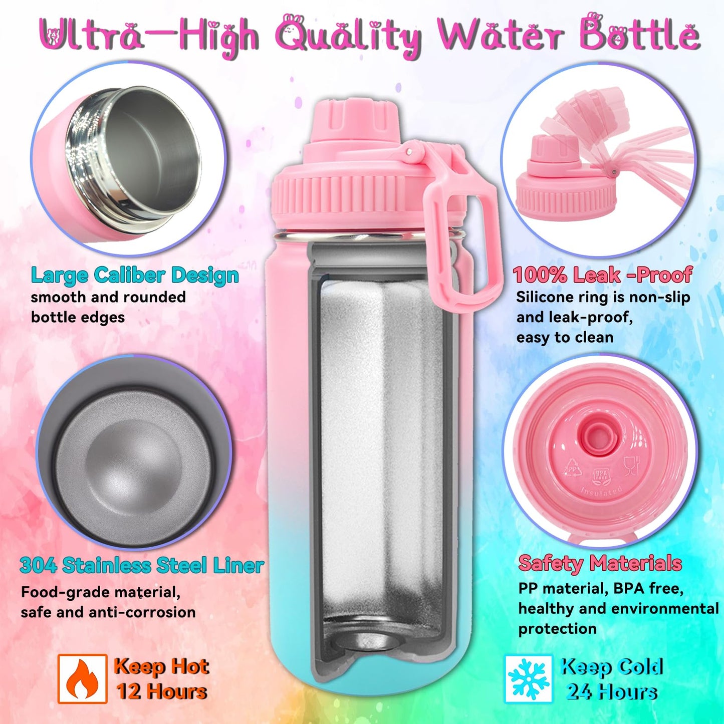 7July Decorate Your Own Water Bottle Kits For Girls Age 4-6-8-10 (Stainless Steel),Mermaid Themed Painting Crafts,Fun Arts And C