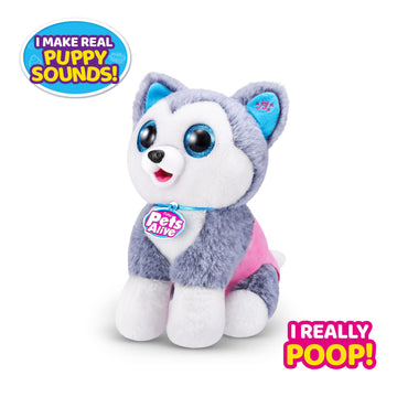 Pets Alive Pooping Puppies (Husky) By Zuru Surprise Puppy Plush, Ultra Soft Plushies, Interactive Toy Pets, Electronic Pet Puppy For Girls And Children