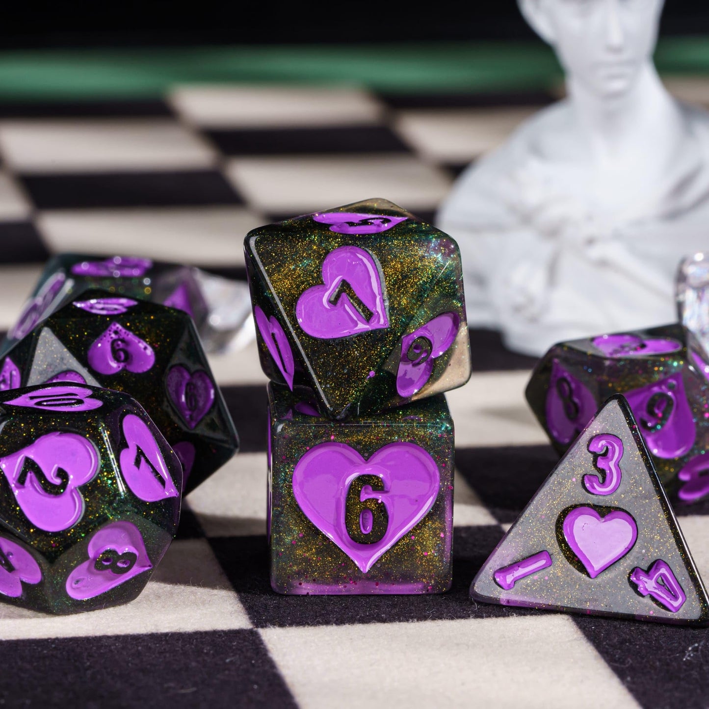 HDdais 8 Piece DND Dice Set, Heart Polyhedral Dice Set Extra D12 D&D Dice for Dungeons and Dragons Role Playing Game and Other T