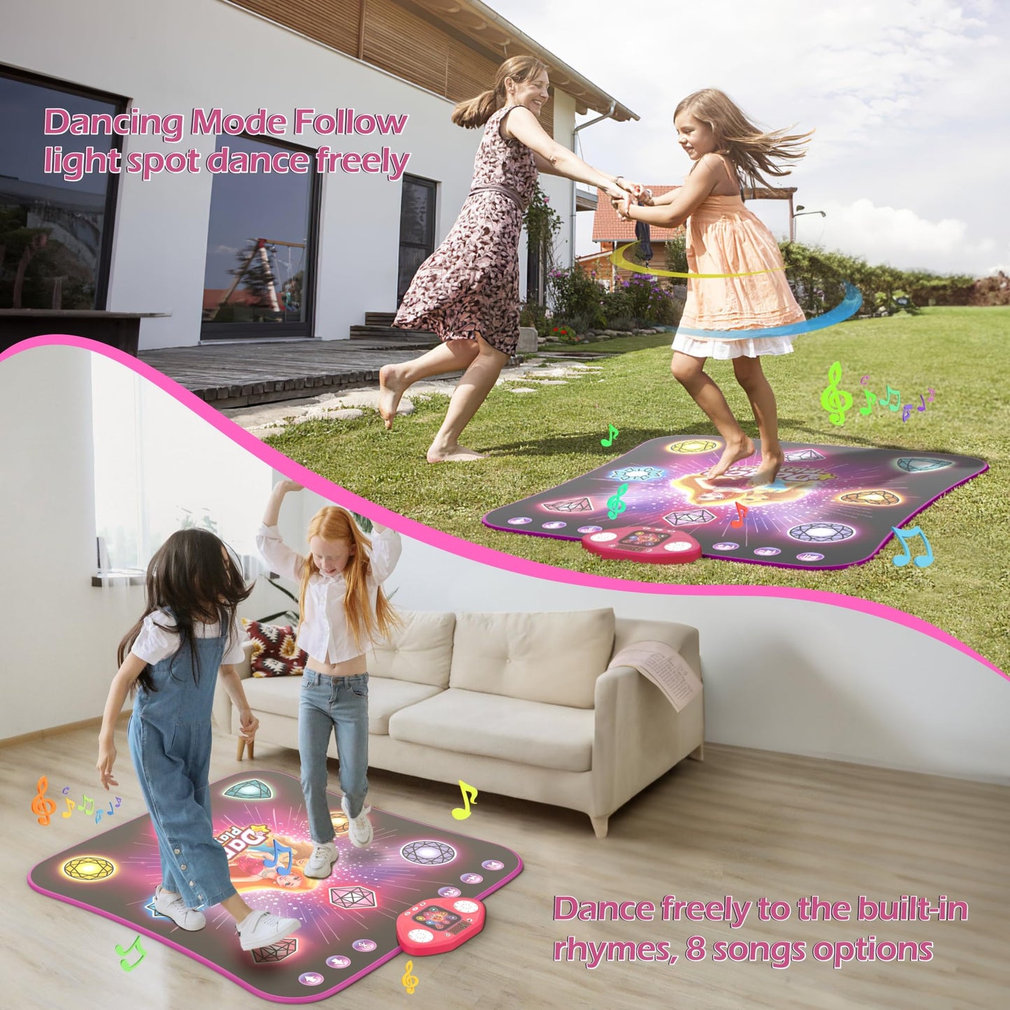 Girl Toys Age 3-4 Years Old, Dance Mat For 3-12 Year Old Kids - Light Up 8 Buttons Dance Mat With 7 Game Modes Dance Pad - Birth